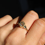 1.05ct GIA Antique Old European Cut Diamond and Trillion Madagascar Sapphire Antique Style Compass Set Low Profile Ring with Milgrain in 18k Yellow Gold