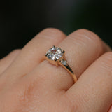 1.12ct Genuine Old European Cut Diamond and Princess Cut Diamond Rapids Low Profile Ring in 14k Yellow Gold
