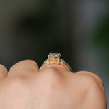 1.12ct Genuine Old European Cut Diamond and Princess Cut Diamond Rapids Low Profile Ring in 14k Yellow Gold