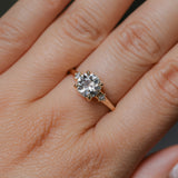 1.12ct Genuine Old European Cut Diamond and Princess Cut Diamond Rapids Low Profile Ring in 14k Yellow Gold