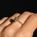 1.14ct Round Silvery White Sri Lankan Sapphire Scallop Cup Solitaire in 14k Yellow Gold