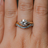 1.12ct Genuine Old European Cut Diamond and Princess Cut Diamond Rapids Low Profile Ring in 14k Yellow Gold