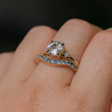 1.12ct Genuine Old European Cut Diamond and Princess Cut Diamond Rapids Low Profile Ring in 14k Yellow Gold