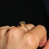 1.14ct Round Silvery White Sri Lankan Sapphire Scallop Cup Solitaire in 14k Yellow Gold