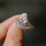 1.12ct Genuine Old European Cut Diamond and Princess Cut Diamond Rapids Low Profile Ring in 14k Yellow Gold