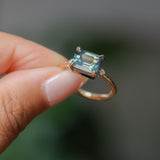 2.24ct Emerald Cut Untreated Madagascar Sapphire and Diamond Low Profile East-West Ring in 14k Yellow Gold