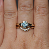 0.88ct Untreated Round Montana Sapphire Low Profile 4 Prong Signet Solitaire in 14k Yellow Gold