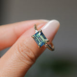 2.24ct Emerald Cut Untreated Madagascar Sapphire and Diamond Low Profile East-West Ring in 14k Yellow Gold