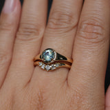 0.88ct Untreated Round Montana Sapphire Low Profile 4 Prong Signet Solitaire in 14k Yellow Gold