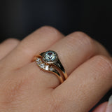 0.88ct Untreated Round Montana Sapphire Low Profile 4 Prong Signet Solitaire in 14k Yellow Gold