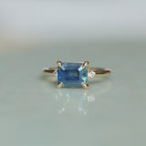 2.24ct Emerald Cut Untreated Madagascar Sapphire and Diamond Low Profile East-West Ring in 14k Yellow Gold
