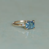 2.24ct Emerald Cut Untreated Madagascar Sapphire and Diamond Low Profile East-West Ring in 14k Yellow Gold