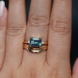2.24ct Emerald Cut Untreated Madagascar Sapphire and Diamond Low Profile East-West Ring in 14k Yellow Gold