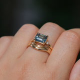 2.24ct Emerald Cut Untreated Madagascar Sapphire and Diamond Low Profile East-West Ring in 14k Yellow Gold