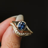 1.17ct Untreated Cushion Blue Madagascar Sapphire Low Profile 4 Prong Signet Solitaire in 14k Yellow Gold