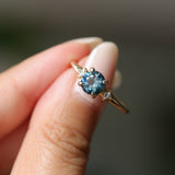 1.03ct Round Montana Sapphire and Princess Cut Diamond Rapids Low Profile Ring in 14k Yellow Gold