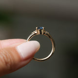 1.03ct Round Montana Sapphire and Princess Cut Diamond Rapids Low Profile Ring in 14k Yellow Gold