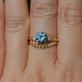 1.03ct Round Montana Sapphire and Princess Cut Diamond Rapids Low Profile Ring in 14k Yellow Gold