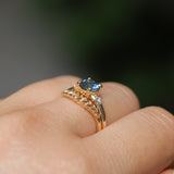1.03ct Round Montana Sapphire and Princess Cut Diamond Rapids Low Profile Ring in 14k Yellow Gold