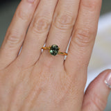 2.22CT OVAL MADAGASCAR SAPPHIRE, COLOR CHANGE OLIVE GREEN YELLOW TO PURPLE CHAMPAGNE, 7.59X6.31X5.45MM
