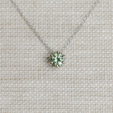 0.75ct Green Montana Sapphire Six Prong Necklace in 14k White Gold