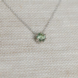 0.75ct Green Montana Sapphire Six Prong Necklace in 14k White Gold