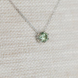 0.75ct Green Montana Sapphire Six Prong Necklace in 14k White Gold