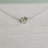 0.75ct Green Montana Sapphire Six Prong Necklace in 14k White Gold