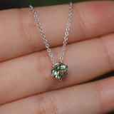 0.75ct Green Montana Sapphire Six Prong Necklace in 14k White Gold