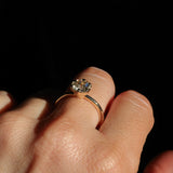 1.14ct Round Silvery White Sri Lankan Sapphire Scallop Cup Solitaire in 14k Yellow Gold