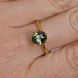 2.22CT OVAL MADAGASCAR SAPPHIRE, COLOR CHANGE OLIVE GREEN YELLOW TO PURPLE CHAMPAGNE, 7.59X6.31X5.45MM