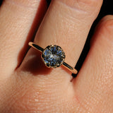 1.14ct Round Silvery White Sri Lankan Sapphire Scallop Cup Solitaire in 14k Yellow Gold