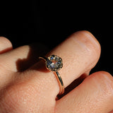 1.14ct Round Silvery White Sri Lankan Sapphire Scallop Cup Solitaire in 14k Yellow Gold