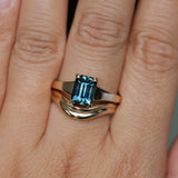 2.40ct Untreated Emerald Cut Madagascar Sapphire Low Profile 4 Prong Tapered Solitaire in 14k Yellow Gold