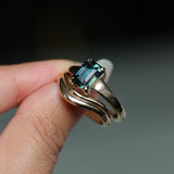 2.40ct Untreated Emerald Cut Madagascar Sapphire Low Profile 4 Prong Tapered Solitaire in 14k Yellow Gold