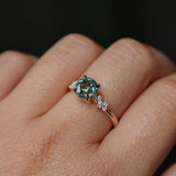 2.02ct Round Madagascar Sapphire and Diamond Starry Night Low Profile Solitaire in 14k Yellow Gold