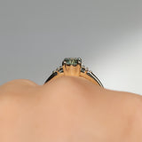 0.93ct Round Seafoam Montana Sapphire and Princess Cut Diamond Rapids Low Profile Ring in 14k Yellow Gold