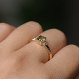 0.84ct Round Australian Parti Sapphire and Princess Cut Diamond Rapids Low Profile Ring in 14k Yellow Gold