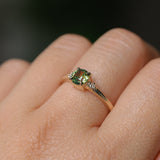 0.84ct Round Australian Parti Sapphire and Princess Cut Diamond Rapids Low Profile Ring in 14k Yellow Gold