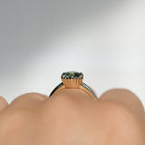 1.94ct Round Precision Cushion Cut Green Montana Sapphire Scallop Cup Solitaire in 14k Yellow Gold
