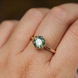 1.94ct Round Precision Cushion Cut Green Montana Sapphire Scallop Cup Solitaire in 14k Yellow Gold