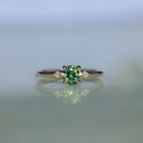 0.84ct Round Australian Parti Sapphire and Princess Cut Diamond Rapids Low Profile Ring in 14k Yellow Gold