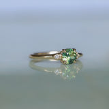 0.84ct Round Australian Parti Sapphire and Princess Cut Diamond Rapids Low Profile Ring in 14k Yellow Gold