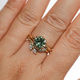 1.94ct Round Precision Cushion Cut Green Montana Sapphire Scallop Cup Solitaire in 14k Yellow Gold