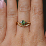 0.84ct Round Australian Parti Sapphire and Princess Cut Diamond Rapids Low Profile Ring in 14k Yellow Gold