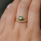 0.84ct Round Australian Parti Sapphire and Princess Cut Diamond Rapids Low Profile Ring in 14k Yellow Gold