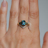 2.40ct Untreated Emerald Cut Madagascar Sapphire Low Profile 4 Prong Tapered Solitaire in 14k Yellow Gold