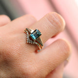 2.40ct Untreated Emerald Cut Madagascar Sapphire Low Profile 4 Prong Tapered Solitaire in 14k Yellow Gold
