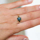 2.40ct Untreated Emerald Cut Madagascar Sapphire Low Profile 4 Prong Tapered Solitaire in 14k Yellow Gold