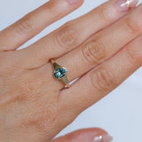 0.96ct Oval Teal Precision Cut Montana Sapphire Low Profile 4 Prong Signet Solitaire in 14k Yellow Gold
